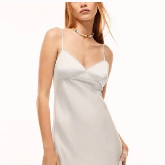 Aritzia Rae satin dress size small matte pearl - Picture 7 of 10